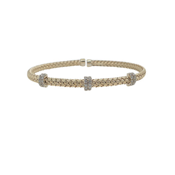 Yellow Gold Braided Bracelet With Diamonds